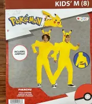Pokemon Pikachu Hooded Jumpsuit Halloween Costume Boys Girls Child M(8) NIP