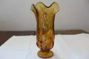 Fenton Vase Autumn Gold Stylized Hand Painted