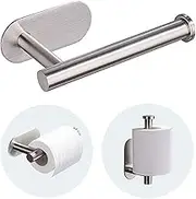 Toilet Paper Holder Self Adhesive - Kitchen Washroom Adhesive Toilet Roll Holder No Drilling for Bathroom Stick on Wall Stainless Steel Brushed (Sliver)