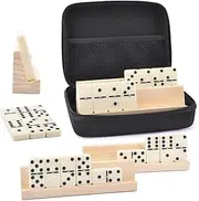 Domino Game Set, Vintage Domino Carrying Case, Classic Traditional Dominos Family & Friends, Portable Travel Board Game for Picnics, Dormitory and Gatherings, 22x18x6cm