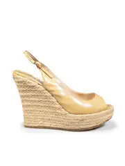 Beige Patent Espadrille Wedges