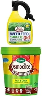 Lawn Builder 3 in 1 Feed Fertiliser + Scotts Osmocote Plus Organics Fruit and Citrus fertiliser and Soil Improver 800g)