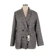 Ebossy Plaid Print Longline Relaxed Fit Brown Taupe Blazer Size XL NWT