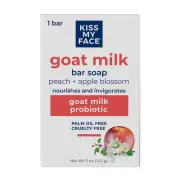 Kiss My Face Goat Milk Bar Soap - Peach + Apple Blossom - Probiotic Goat Milk So
