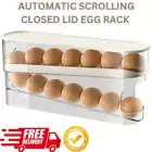 2 Tier Automatic Scrolling Egg Rack Holder Storage Box Container Refrigerator