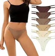 [DEANGELMON] Seamless G-String Thongs for Women Pack No Show Thong Underwear Adjustable Stretch Low Rise Panties