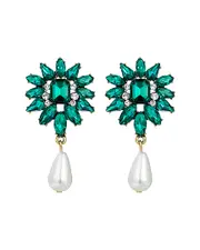 Eye Candy LA Green Leaf CZ Crystal Dangle Earring