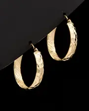 14K Italian Gold Hammered Hoops