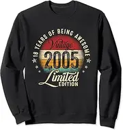[X.Style] Vintage 2005 Limited Edition 18th Birthday 18 Year Old Retro Sweatshirt ds1544 Sweater (S) Black