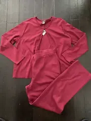 LL BEAN Womens Two Piece Sweat Suit Lycra New With Tags Large