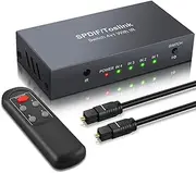 eSynic Digital Optical Audio Switcher Professional 4X1 Optical Audio Switcher Toslink Audio Switcher Box with IR Remote Control Supports PCM2.0 DTS Dolby-AC3 Compatible with PS3 PS4 HDTV etc