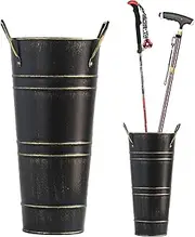 Metal Umbrella Holder - Entryway Container, Bin, Cane Stand, Bucket for Hallway (Black)