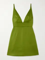 [Emilia Wickstead] Emilia Wickstead - Vero Open-back Recycled-satin Mini Dress - Green - UK 14 UK 14 Green