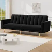 ALFORDSON Sofa Bed 3 Seater Lounge Couch Velvet Black