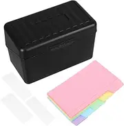 GETAJGHSD 1 Set Index Card Storage Box with Blank Labels Plastic Index Card Holder for Organizing Notebooks Flashcards Recipes Black Lightweight Secure Protection for Efficient