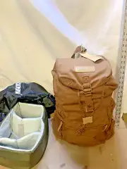Caden Camera Bag Canvas Backpack Compartmentalised DSLR w Rain Cover 17X12X8