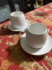 T2 Australia Fine China Duo White Cup and Saucer Set Cappucino Tea NWT Lot Of 2