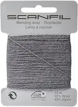 Scanfil Mending Wool Thread 10 Pieces, 15 Meter Length, Dark Grey