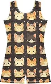 [FRODOTGV] Cute Cats Black Leotards for Girls Gymnastics Kids Tumbling Outfit for Excise, Tumbling Class, Biketards
