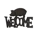 Cast Iron Welcome Pig Sign Farmhouse Wall Art Rustic Front Door Porch Home Decor