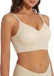 [ZITAIMEI] Low Back Seamless Bras Multiway Convertible Strap Halter Lifting Bra Spaghetti Strap Wire-Free Padded Backless
