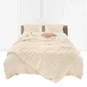SOGA 160X200cm Throw Blanket Light Camel Color Double Layer Rabbit Fur Comfort