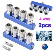2PCS 4 way pass Air Hose Connector Air Fitting Quick Release Manifold Connection