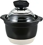 HARIO GNR-150-B-W Rice Pot with Glass Lid, 1 to 2 Cups, Visible Inside, Heat-Resistant Glass, Ceramic, Made in Japan