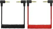 tunghey 2Pack TRS Cable,3.5mm TRS to TRS Adapter Microphone Patch Cable,1/8 Aux Cord TRS Audio Converter Patch Cables,Cameras Coiled Live Streaming Mic Cord 0.65M