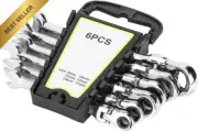 6-Piece Hex Adjustable Ratchet Wrench Set Flexible Spanners Roll Bag Car Repair