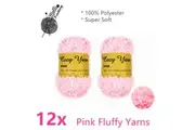 12x Pink Fluffy Knitting Yarn Feather Soft Cozy Fur Wool Ball Crochet Thread