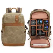 Vintage Waterproof Canvas DSLR SLR Camera Backpack Bag Case For Canon Nikon Sony