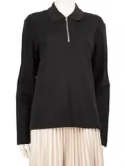 Black Zip Up Polo Top
