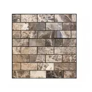 Anyhouz 10pcs Vinyl Tile Self Adhesive Brown Marble Pattern Waterproof PVC Brick Wall Panels Stickers for Home Decoration