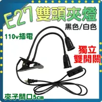 在飛比找momo購物網優惠-【威富登】E27夾燈 雙頭雙開關 夾子蛇管燈 工作夾燈 植物