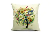 All 4 Kids 45cm Square Throw Pillow Cushion Cover - Colourful Tree