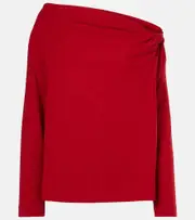 [Dries Van Noten] Dries Van Noten Gathered cotton jersey top AU 10 red