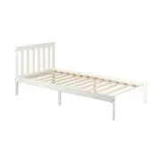 Design Square Wooden Timber Solid Pine King Single Size Bed Frame - White