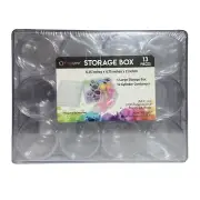 Craft Gear Storage Box 12 Containers & 1 Box Clear Plastic Jars Screw-on Lids