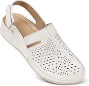 [SHIBEVER] Clogs for Womens Mules Shoes: Velcro Comfortable Clog Shoes - Closed Toe Flats Sandals Women