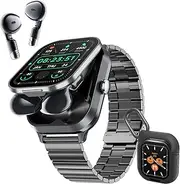 Smart Watch with Earbuds, 2.01" HD Screen 2 in 1 Smartwatch with Bluetooth Earbuds, 100+ Sport Fitness Tracker, NFC, Pedometer, Sleep/Heart Rate/Blood Pressure Monitor Compatible with iOS & Androd