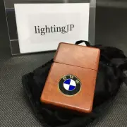 Zippo BMW Emblem Logo Wood Grain Walnut Brown Oil Lighter Regular Case Japan