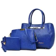 3 in 1 Casual PU Shoulder Bag Weave Pattern Ladies Handbag Messenger Bag
