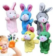 Finger Puppets for Babies | Stuffed Bunny Finger Toy Set of 5 | Stuffed Animals Puppet Toys for Storytelling Playing Teaching Shows Playtime Schools Birthday Supplies