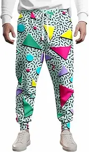 [VVGETE] 80s Costumes for Men Joggers Pants,Casual Pants Running Pants with Drawstring,90s Outfit for Men