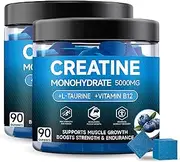 Creatine Monohydrate Gummies, Creatine Gummies for Men & Women, Creatine Supplement for Muscle Growth, Strength & Energy Support, Blueberry Flavor (2bottle)
