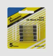 Bussmann Buss Fuses BP/AGC-2-RP, 2 Amp AGC Glass Fuse Mini Automotive Car 5pk
