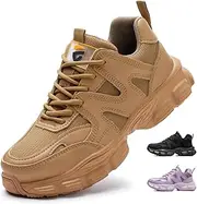[COOU] Work Shoes Women's Lightweight Safety Shoes Non-Slip Sporty Steel Cap Shoes Breathable Protective Shoes