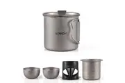 Lixada Ti Tea Cups Set Outdoor Camping Travel Chinese Tea Ware with Lid and Tea Coffee Filter (Multicolor)