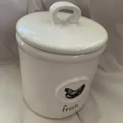 Rae Dunn Magenta Small Micro Baby canister FRESH Rooster chicken Cluck Farm HTF